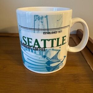 Jumbo vintage 1999 StarbucksSeattle Ceramic Coffee Mug Teal orange elephant